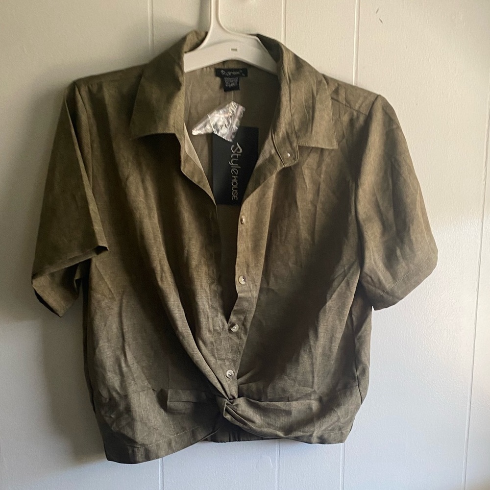 Olive green top with buttons